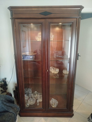 Classic solid wood showcase with lighting, used