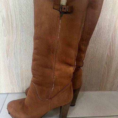 Fur boots used, Italian, beige, size 39