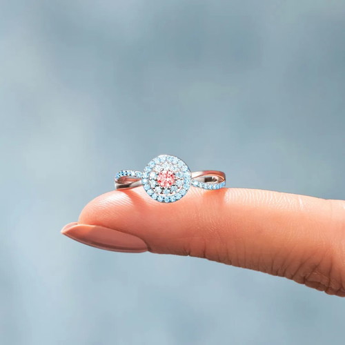 Ring with blue and red stones, elegant design