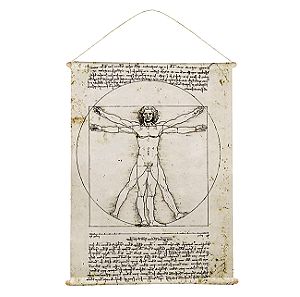 Υφασμάτινο Κάδρο "Ο Άνθρωπος του Βιτρούβιου" με Ξύλινες Βέργες 45x60cm