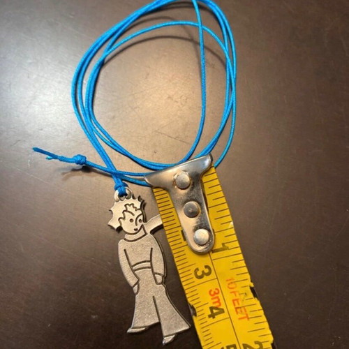 Metal pendant The Little Prince with turquoise silk cord, new