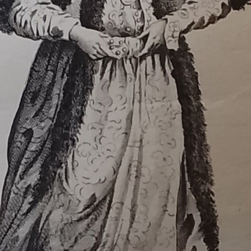 Copper engraving used, bridal dress of Greek lady with wedding customs description