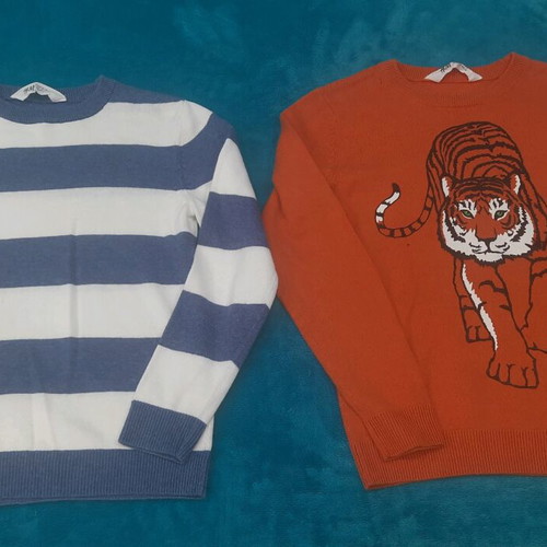 H&M sweater pack like new, thin knit, blue and orange