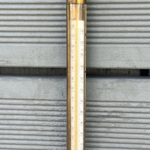 Vintage Brass Laboratory Thermometer with Case 32 cm, used, non-functional