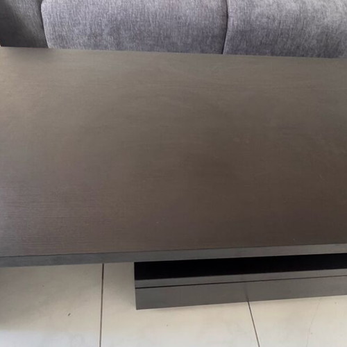 Wooden coffee table used, dark brown, 120x70x40 cm, two drawers, adjustable top