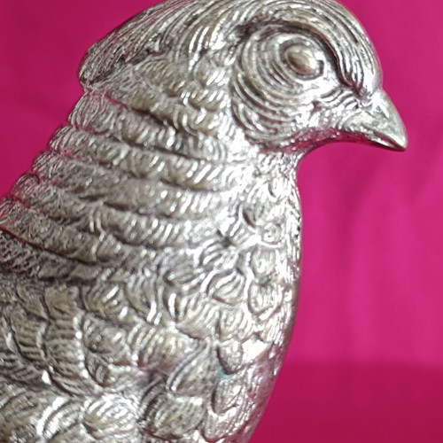 Vintage silver metal pheasant figurine like new