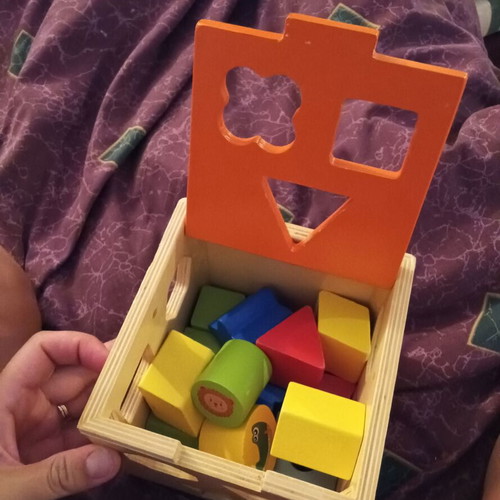 Wooden Shape Sorting Cube by Tooky Toy used