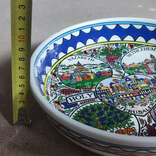 Handmade ceramic bowl Holy Land like new, Armenian art