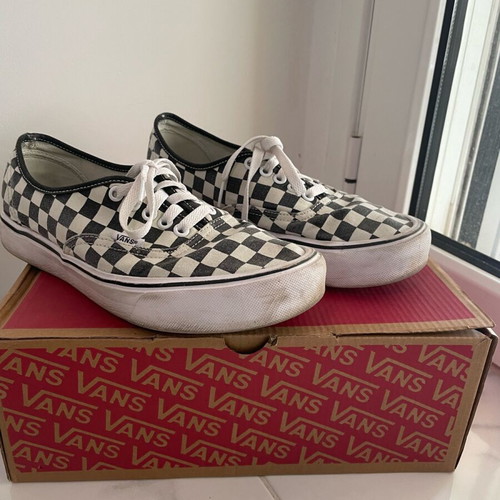 Vans Authentic Lite sneakers used, checkerboard pattern, size 40