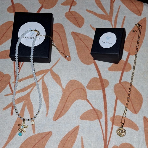 Handmade necklaces new, set of two, white and multicolor