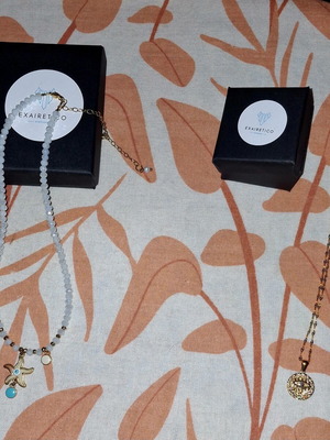 Handmade necklaces new, set of two, white and multicolor