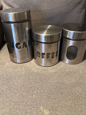 Jars like new, set of 3 for sugar and coffee