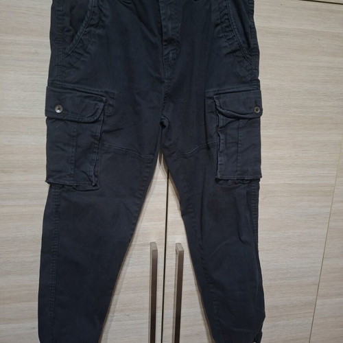 Funky Buddha cargo pants used, dark blue, size 32 with elastic cuffs