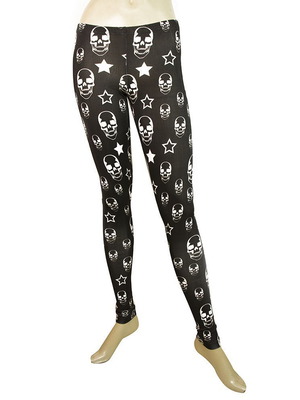 Philipp Plein leggings used, black with white skulls, size XS