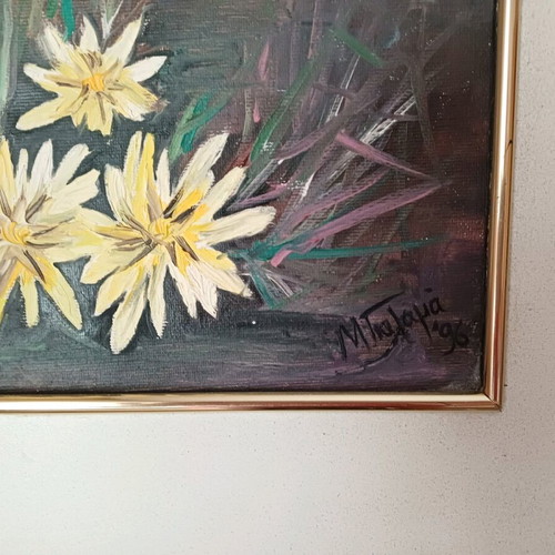Oil painting "Yellow Wildflowers" 1996 like new with frame