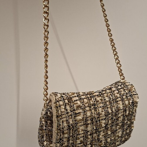 Zara shoulder bag like new, beige with silver and gold stones and chain