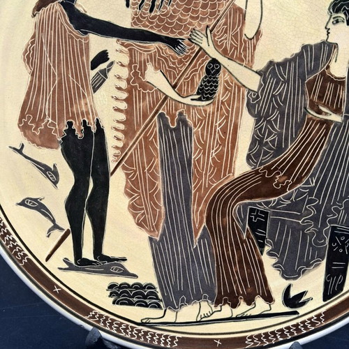 Vintage Greek Arts Milos Ceramic Plate Athena and Apollo