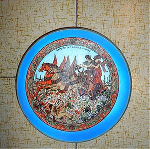 Χειροποίητο Κεραμικό Πιάτο Διακόσμησης Τοίχου με Θέμα ''Η Αρπαγή της Ωραίας Ελένης'' από την Ελληνική Μυθολογία, (Διάμετρος 17 cm).