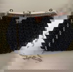  Χειροποίητη πλεκτή τσάντα crochet, Σκούρο μπλε