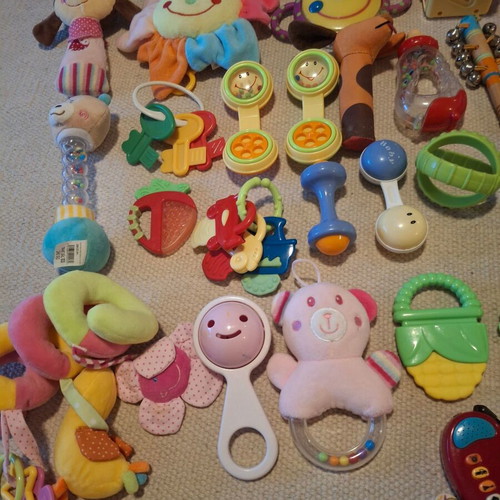 Rattles used, large pack with baby toys
