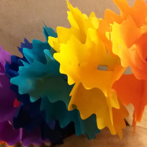 Honeycomb paper decorations used, old, set of 10 pieces