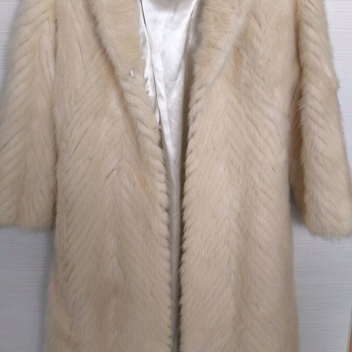 Fur coat from Russia, handmade, beige ecru