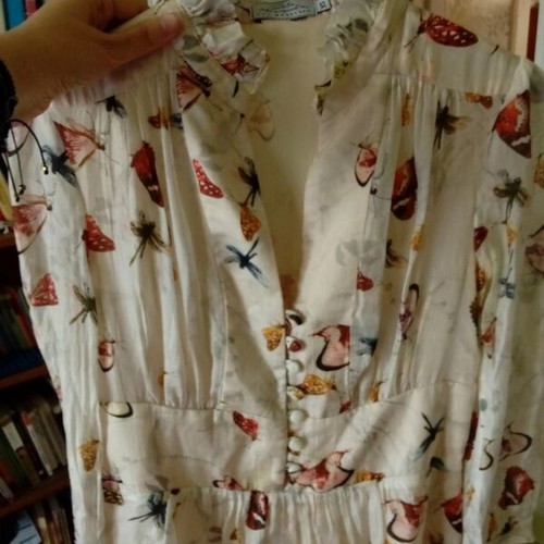 Raxevsky Silk Dress new, beige with dragonfly print
