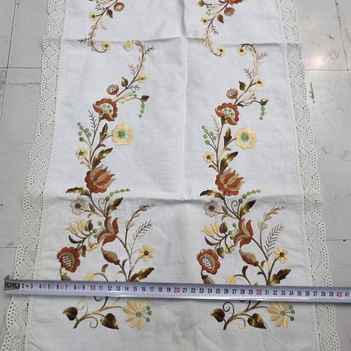 Embroidery with lace in earthy tones new