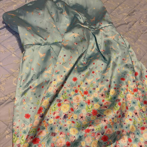 Axel dress size 44 satin like new, blue with floral pattern