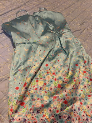 Axel dress size 44 satin like new, blue with floral pattern