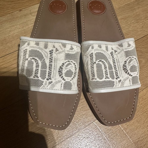 Chloé Woody Mild Beige δαντελένια πέδιλα σαν καινούργια, μέγεθος 41
