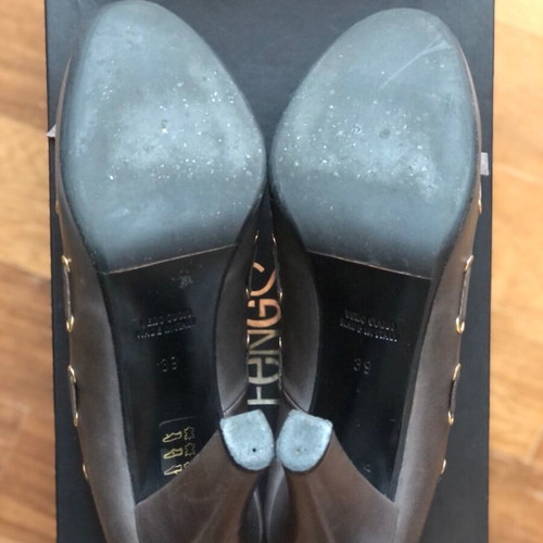 Feng Shoe gray leather pumps used, size 39