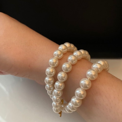 Pearl bracelet three rows with gold clasp used