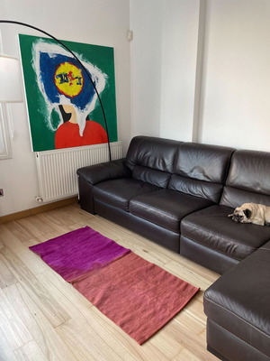 Recycled cotton rug tiedye fuchsia and terracotta, new, 150x60 cm