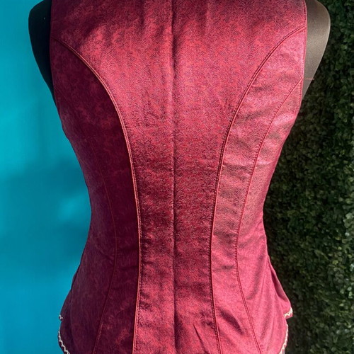 Bavarian dirndl sleeveless corset top new, burgundy