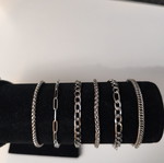 6 men's stainless steel bracelets, silver