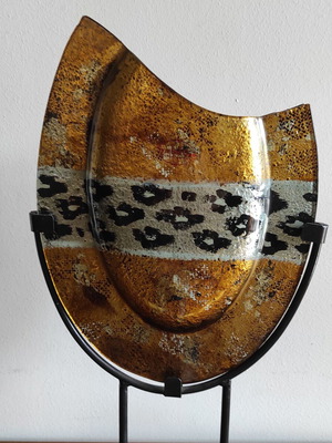 Art glass βάζο σε μεταλλική βάση σαν καινούργιο