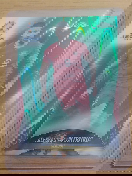 Topps Chrome Euro 2024 Aleksandar Mitrovic Serbia Green Ray Wave Refractor No 22gr