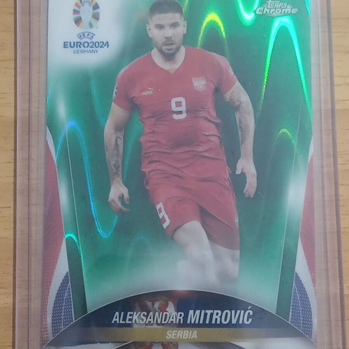 Topps Chrome Euro 2024 Aleksandar Mitrovic Serbia Green Ray Wave Refractor No 22gr new