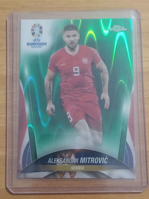Topps Chrome Euro 2024 Aleksandar Mitrovic Serbia Green Ray Wave Refractor No 22gr