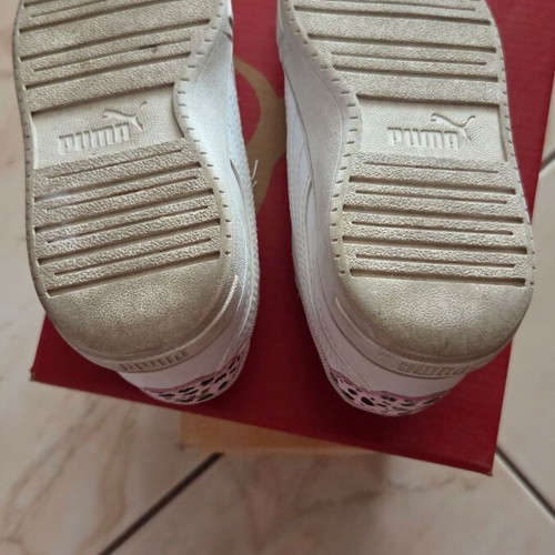Puma girls' sneakers size 27 like new, white with pink details