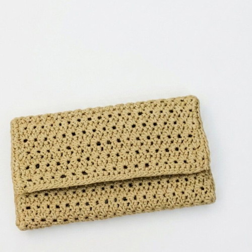 Handmade Crochet Golden Hour Clutch new, gold