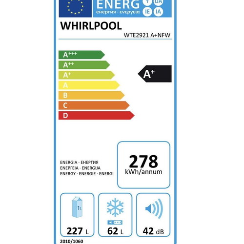 Whirlpool WTE 2921 NFW Refrigerator NoFrost A+ Like New