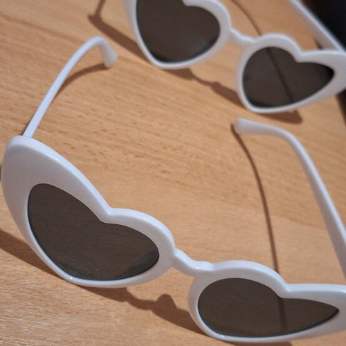 Heart-shaped sunglasses new, black and white, set of 2