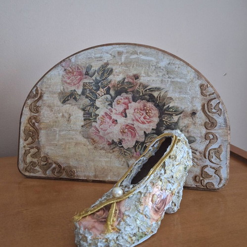 Handmade vintage decoration set 2 pcs shabby chic, new