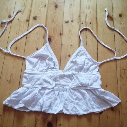Zara women's boho white crop top XS