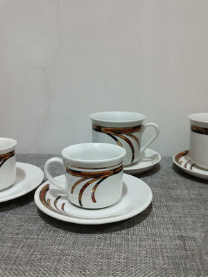 Porcelain Greek Coffee Cups set of 6 like new