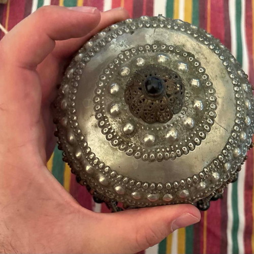 Tepeliki silver head covering used, Ottoman period folk art