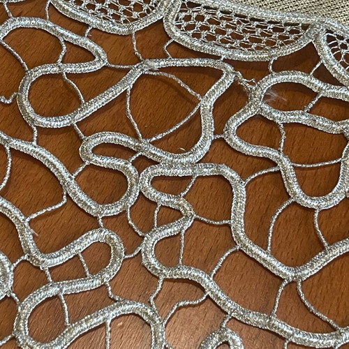 Lace embroidery like new with beads and gold festive design
