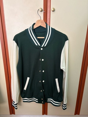 Letterman jacket new, white and green, size L